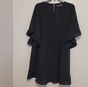 NWT Lanisen Black Ruffle Short Sleeve Cover Up